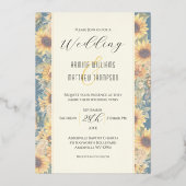 Invitation En Aluminium Sunflower Navy Blue Photo Mariage Gold (Verso)