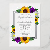 Invitation En Aluminium Sunflower Rose Daisy Automne Floral Mariage (Recto)