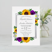 Invitation En Aluminium Sunflower Rose Daisy Automne Floral Mariage (Debout devant)