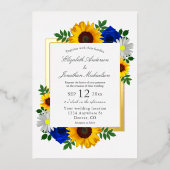 Invitation En Aluminium Sunflower Rose Daisy Automne Floral Mariage (Recto)