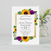 Invitation En Aluminium Sunflower Rose Daisy Automne Floral Mariage (Debout devant)