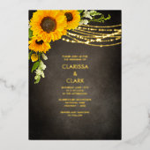 Invitation En Aluminium Sunflower Yellow Rustic String Mariage (Recto)