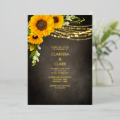 Invitation En Aluminium Sunflower Yellow Rustic String Mariage (Debout devant)