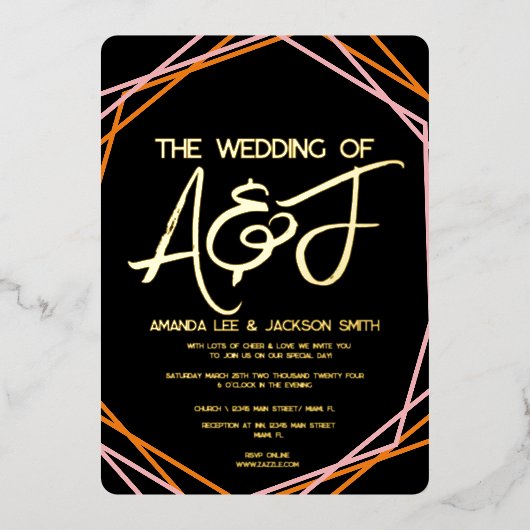 Invitation En Aluminium Sunrise Orange Rose Mariage (Recto)