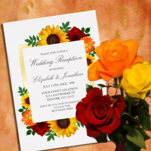 Invitation En Aluminium Sunset Sunflower Rose Floral Mariage Réception