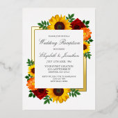 Invitation En Aluminium Sunset Sunflower Rose Floral Mariage Réception (Recto)
