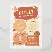 Invitation En Aluminium Super Daisy Boho Retro Faisons la fête Fille Anniv (Recto)