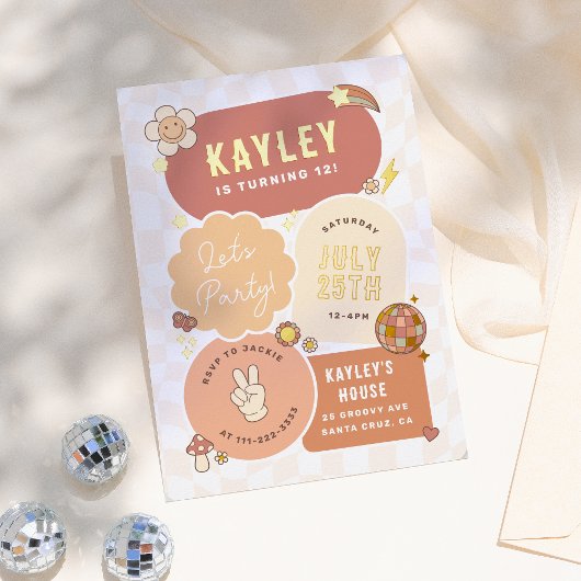 Invitation En Aluminium Super Daisy Boho Retro Faisons la fête Fille Anniv