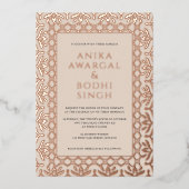 Invitation En Aluminium Superbe Mariage de cadre indien orné VRAI (Recto)