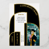 Invitation En Aluminium Superbe photo moderne géométrique Déco Graduation (Recto)