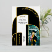 Invitation En Aluminium Superbe photo moderne géométrique Déco Graduation (Debout devant)