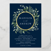 Invitation En Aluminium Superbe verdure Wreath Marine Mariage Gold (Recto)