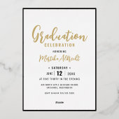 Invitation En Aluminium Superposition de cursive dorée | Photo Fête de rem (Verso)