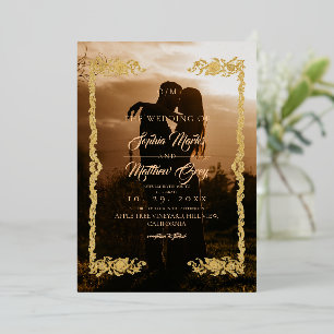 Invitation En Aluminium Superposition de photo simple pour mariage
