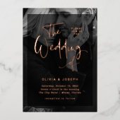 Invitation En Aluminium Superposition Rose moderne | Mariage photo (Recto)