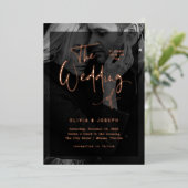 Invitation En Aluminium Superposition Rose moderne | Mariage photo (Debout devant)