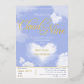 Invitation En Aluminium Sur Cloud Neuf Élégant Script Baby shower Or (Recto)