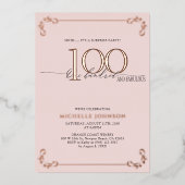 Invitation En Aluminium Surprise 100 & Fabulous Rose Gold Anniversaire (Recto)