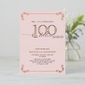 Invitation En Aluminium Surprise 100 & Fabulous Rose Gold Anniversaire (Debout devant)