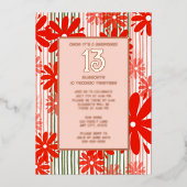 Invitation En Aluminium Surprise 13ème anniversaire fête florale Fun (Recto)