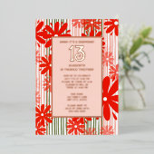 Invitation En Aluminium Surprise 13ème anniversaire fête florale Fun (Debout devant)