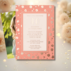 Invitation En Aluminium Surprise 40e anniversaire fête Floral Elegant Cora