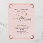 Invitation En Aluminium Surprise 50 & Fabulous Rose Gold Anniversaire (Recto)