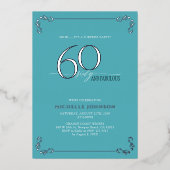 Invitation En Aluminium Surprise 60 & Fabuleux Anniversaire Turquoise & Ar (Recto)