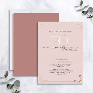 Invitation En Aluminium Surprise 70 & Fabuleux Rose Gold Anniversaire Foi
