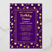 Invitation En Aluminium Surprise Anniversaire Dîner Fête Floral Élégant (Recto)