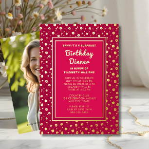 Invitation En Aluminium Surprise Anniversaire Dîner Fête Floral Élégant