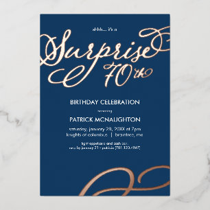 Invitation En Aluminium Surprise Party 70e anniversaire Gold Foil Invitati