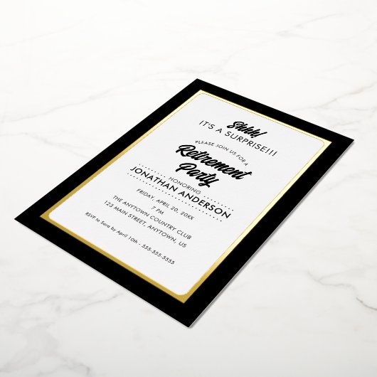 Invitation En Aluminium Surprise Retraite Party Simple Gold Foil Invitat (Rotation)