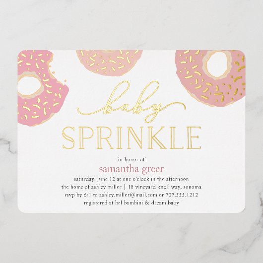 Invitation En Aluminium Sweet Love | Saupoudrer bébé Donut (Recto)