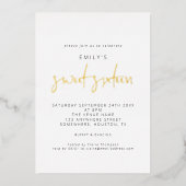 Invitation En Aluminium Sweet sixteen classique moderne Script réel (Recto)