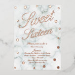 Invitation En Aluminium Sweet sixteen en marbre Rose or Pressé<br><div class="desc">Sweet 16 Invitations avec bordure et marbre</div>