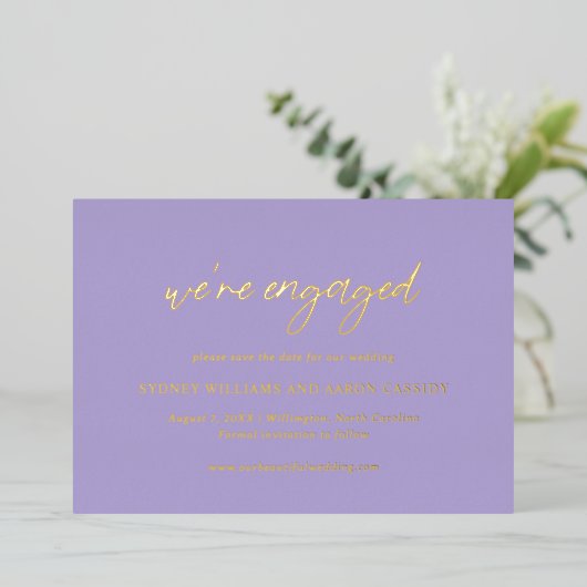 Invitation En Aluminium Sydney Lavender Modern Wedding Enregistrer la date (Debout devant)