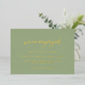 Invitation En Aluminium Sydney Sage Green Mariage moderne Enregistrer la d (Debout devant)