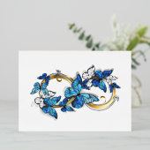 Invitation En Aluminium Symbol Infinity of Blue Morpho Butterflies (Debout devant)