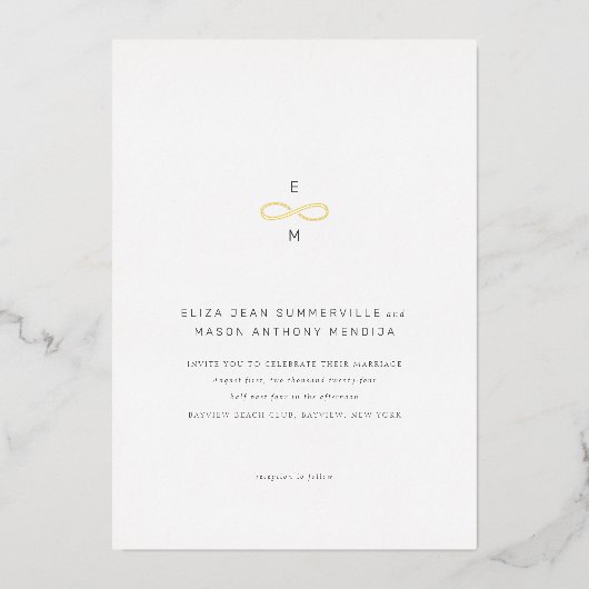 Invitation En Aluminium Symbole Gold Infinity Minimal Chic (Recto)