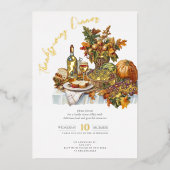 Invitation En Aluminium Table Bountiful Rustic Thanksgiving Diner Citrouil (Recto)