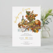 Invitation En Aluminium Table Généreuse Dîner Rustique de Thanksgiving Cit (Debout devant)