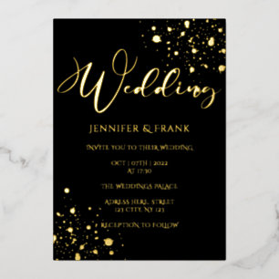 Invitation En Aluminium Taches de feuille d'or véritable moderne élégant n