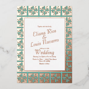 Invitation En Aluminium Talavera Mexicaine Espagnol Mariage Turquoise