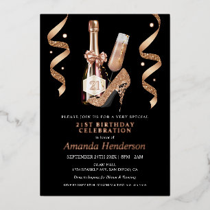 Invitation En Aluminium Talons Rose Gold et Anniversaire des Femmes Champa