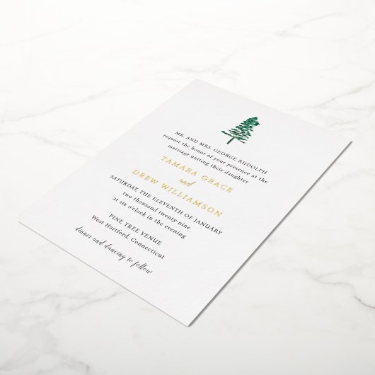 Invitation En Aluminium Tamara Pine Tree Mariage moderne (Rotation)