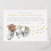 Invitation En Aluminium tandem vélo or mariage (Recto)