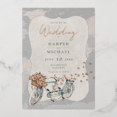 Invitation En Aluminium tandem vélo world map mariage (Recto)