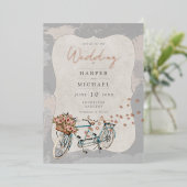 Invitation En Aluminium tandem vélo world map mariage (Debout devant)
