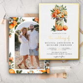 Invitation En Aluminium Tangerine Citrus Orange Mason Jar Mariage Or